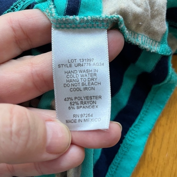 One Clothing Turquoise Blue Striped Tube Tank Maxi Stretch Dress, Size L - Picture 7 of 7